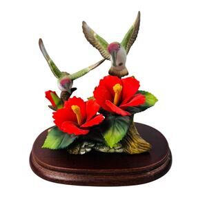 2001 Holsted House Captivating Hummingbirds Porcelain Garden Collection Figurine